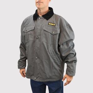 DEWALT Mens Jacket Gray Heated Barn Coat Full Zip Lined Flannel Work Size XL